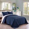 Pure Bedding Quilt Set Full/Queen Size Navy - Oversized Bedspread