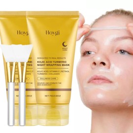 HOYGI 2x Kojic Acid Turmeric Collagen Peel-Off Mask Night Wrapping Mask Fade Wrinkles