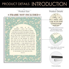 Christian Psalm 23 Wall Art Bible Verse Pictures for Home Decor Elegant Christian Scriptures Psalms Canvas Prints - Religious Artwork Ideal for Bathroom Bedroom Living Room 12x18in Unframed