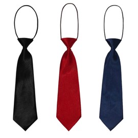 Pack of 3 Children's Tie, Boys' Tie, Pre-Tied Tie with Elastic Band, Silk Look, Pre-Tied Tie, Satin Plain Coloured Formal Tie for Wedding, Graduation Show, Universal Size, multicoloured