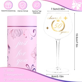 16 oz Wine Glass 50th Birthday Gifts for Women