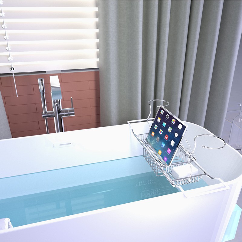 Bathtub Tray Caddy,Expandable Bathtub Shower Caddy,Adjustable Organizer Tray for Bathroom,Luxury