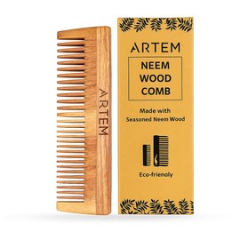 ARTEM Neem Wood Comb – Wide and Fine Tooth Wooden Hair Comb for Men & Women – Made with Natural Seasoned Neem Wood – Eco-Friendly & Gentle for Daily Use