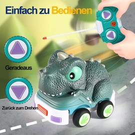 Toddler Remote Control Car, Dinosaur RC Car Toy with Light & Music, Interchangeable Shapes, Racing Car Vehicles Toy for Children Age 2-5 Years Old, Birthday Gift for Children