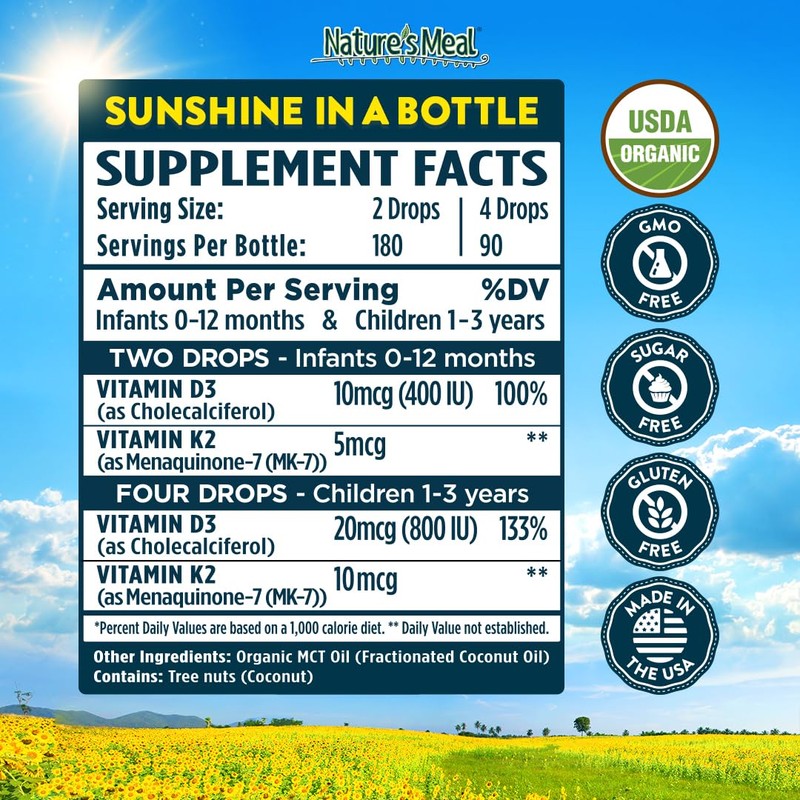 Nature's Meal D3 + K2 Supplement Drops