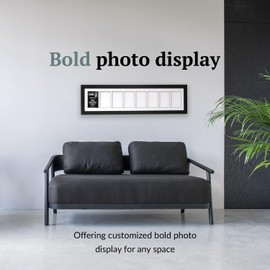 Creative Letter Art 4” x 6” Multiple Opening Picture Frame Collage with 8 holes, Manhattan Black Frame with 8 x 34-inch White Mat, Full-Strength Glass, Photo Collage for Wall, 8 Openings