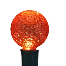 Holiday Bright Lights G50 Faceted Orange LED String Lights — 50 FT Waterproof Outdoor Lighting with 25 Deck Lights, Shatterproof Patio Decor Bulb