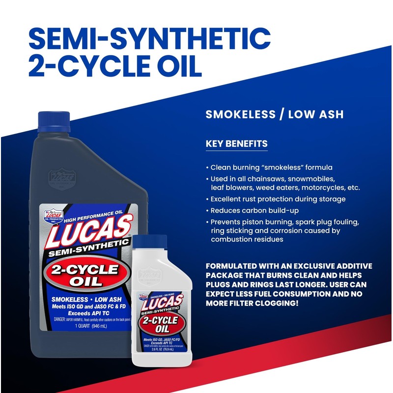 Lucas Oil 10059 Semi-Synthetic 2-Cycle Motor Oil - 6.4 Ounce