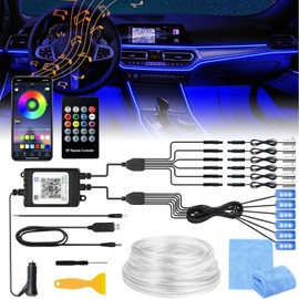 Car LED Interior Lighting, 6 m / 6 in 1 RGB Car Interior Lighting, 12 V LED Atmosphere Light Car, App + Remote Control Controllable Interior Lighting Laser, Multicoloured Ambient Lighting