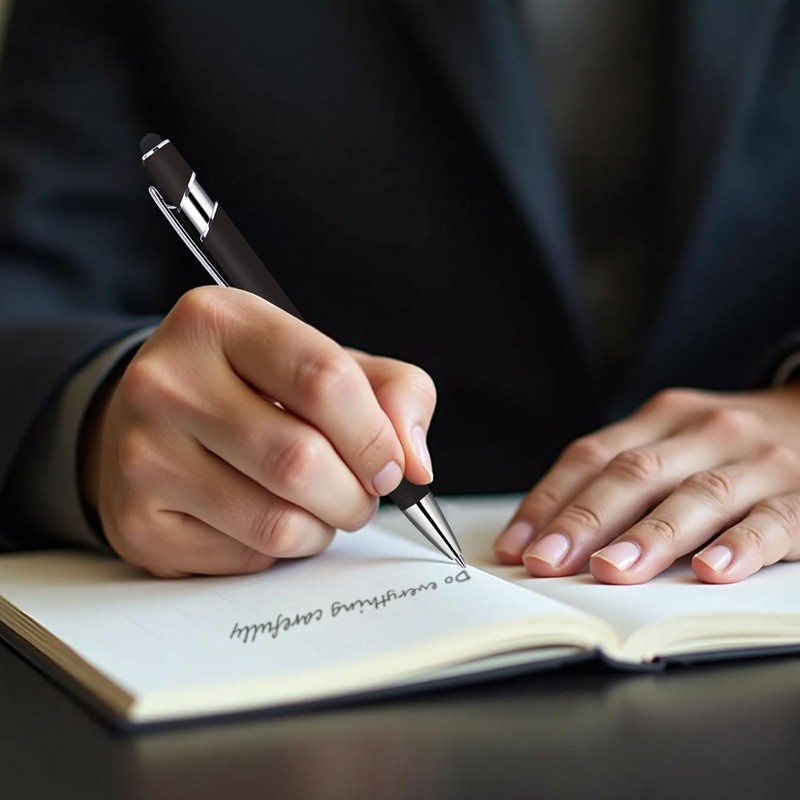 AIBelire 6Pcs Retractable Ballpoint Pens,Black Ink Metal Pen Stylus Pen