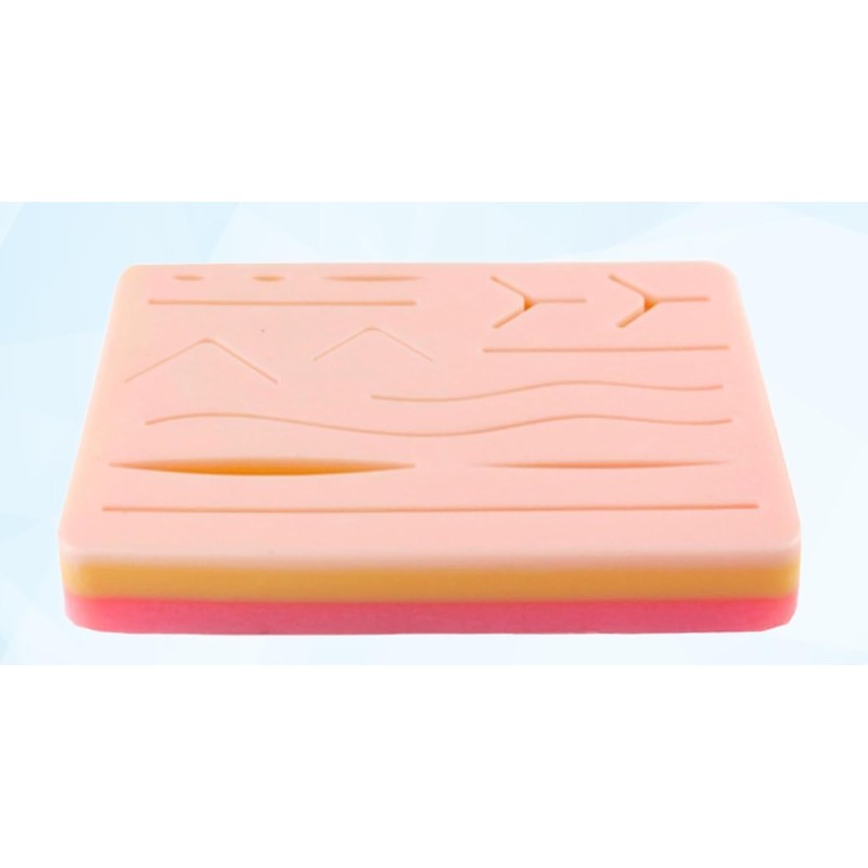 Suture Practice Pad 3-Layer Silicone with 14 Pre-Cut Wounds –