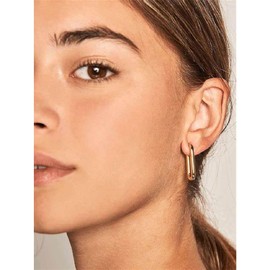 Jumcew Chunky Gold Hoop Earrings for Women,14K Real Gold Plated Thick Lightweight Large Hoop Earrings Minimalist Earrings Hypoallergenic Statement Earrings Fashion Jewelry Gift for Women Teen Girls B