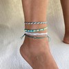 Aluinn 5sets Ocean Wave Anklet Adjustable Waterproof Summer Bohemian Anklets