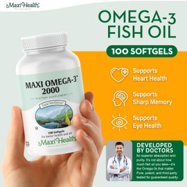 Omega 3 Fish Oil - Triple Strength 2000 mg Kosher Fish Oil Supplements - No Fishy Aftertaste Omega 3 Supplement - Burpless Fish Oil Omega 3 Fatty Acid Supplement with EPA and DHA (100 Softgels)