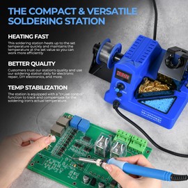 KLARYTYMA 100W Digital Display Soldering Station Kit - 356℉~896℉ Wide Temp Range, Fast Heating & Precision Temp Control, Auto Sleep, 5 Tips, Tweezers & Desoldering Pump for Pros & Beginners
