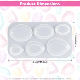 2Pcs Waterdrop and Oval Resin Jewelry Molds,6 Cavities Silicone Pendant Molds for Resin Epoxy,Resin Casting Molds with Hanging Hole for DIY Gem Cabochon Pendant, Earring, Necklace Jewelry Making