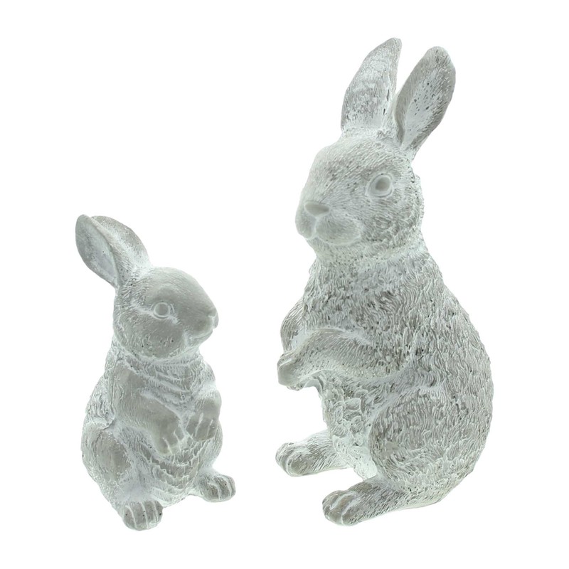 FRANK FLECHTWAREN Rabbit Washed, Set of 2, Cement, Heavy Quality,