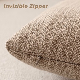 Foindtower Set of 2 Decorative Textured Burlap Linen Throw Pillow Covers Farmhouse Boho Cushion Cover Solid Accent Pillowcase for Couch Sofa Bed Living Room Home Decor,18×18 Inch,Camel