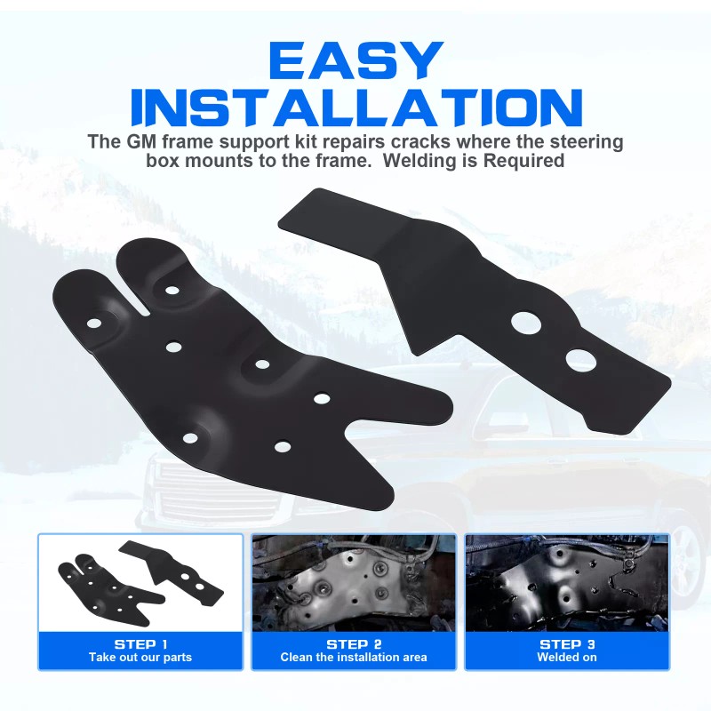 WARRENAU Steering Box Frame Support Kit Fit For Chevy GMC