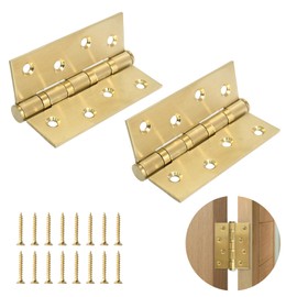 1 Pair of Hinge, Foldable, Stainless Steel, 3 mm Hinges, Gold Hinges, Heavy Duty, All Steel Ball Bearing Hinge, Quiet and Wear-Resistant, 4 x 3 Inches