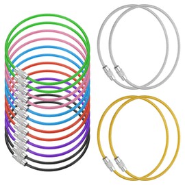 [PATIKIL] 16pcs 7.9" Length Wire Keychain Cable with Stainless Steel Key Ring Loop, Multicolor