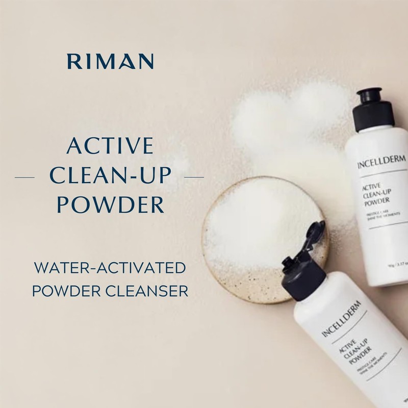 INCELLDERM Active Clean-Up Powder 90g (3.17oz) | Water-Activated Facial Cleanser