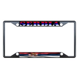 Sign Destination Metal Insert License Plate Frame Serbia Wavy Flag Weatherproof Car Accessories Black 4 Holes Solid Insert Set of 2