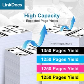 LinkDocs Compatible Canon 067 Toner Cartridge Set (with New Chip) Replacement for Canon 067 067H Used with Canon Color imageCLASS LBP633Cdw LBP632Cdw Laser Printer (4 Pack Black Cyan Magenta Yellow)