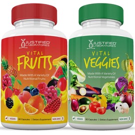 Justified Laboratories Vital Fruits and Veggies Supplement Red & Green Superfoods Whole Food - Offer: 1 Set