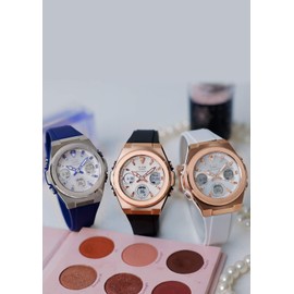 Casio MSG-W600 Series Baby-G Wristwatch, Radio Solar, white/pink gold, Round