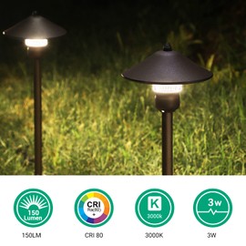 EDISHINE Low Voltage Pathway Lights, 3W 150 LM 3000K 16.5“ Tall LED Landscape Lights, 12V AC/DC 50,000Hrs Waterproof Aluminum Housing Outdoor Landscape Lighting for Path, Yard, Garden
