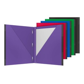 Oxford 2 Pocket Folders with Prongs, Sturdy Plastic Portfolios, Anti-Tear Edges, Letter Size, Purple, Red, Blue, Green, Black, 5 Pack (89117)