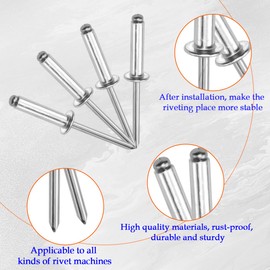Aifeier ET 50 sets Aluminum Blind Rivets with Aluminum Backup Pop Rivets Washers, 3/16“ x 3/4” (4.8x20mm) Flange Blind Rivets (Silver)