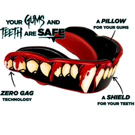 BLOODSHOT | Mouth Guard Gum Shield | All Contact Sports | Rugby BJJ Hockey Boxing | Easy Custom Fit | Carry Case Included | Adult Men Women |Youth Junior Kids Boys Girls | Age 12+ (Bear Grillz Black)