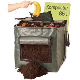 Praknu Thermal Composter Small 85 L Space-Saving - Weatherproof - With Ventilation and Filling Flap - Garden Quick Composter for Kitchen and Garden Waste