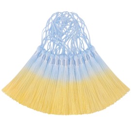 50PCS Mini Silk Tassel for Craft DIY Bookmark Cute Jewellery Making Resin Beaded, Girl Earring, Keyring, Graduation, Small Key, Long Ribbon Fabric Sewing, Curtain Trim Door Home Decor (Bule Beige)