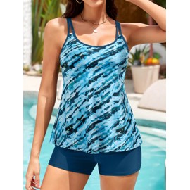 NIeyook Womens Plus Size Tankini Swimsuit Two Piece Bathing Suits Flowy Swim Tops with Boy Shorts 2025