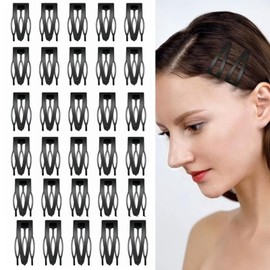 30-Pack Black Double Grip Metal Snap Hair Barrettes for Women & Teen Girls' Stylish Hair Creations