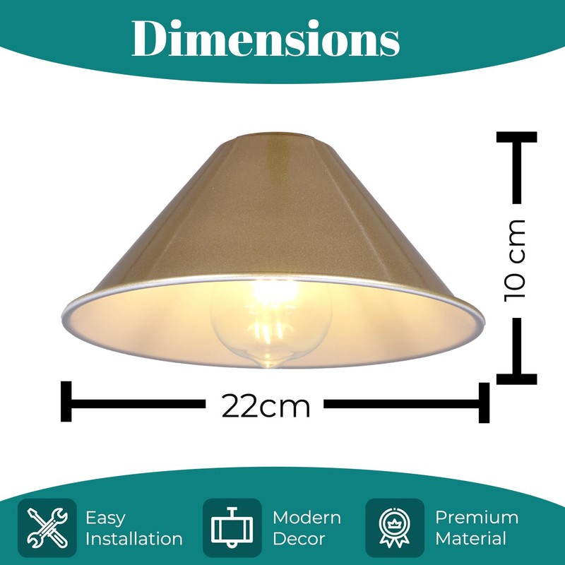 GIGGI Retro Gold Light Shade Ceiling, Cone Metal Lampshades for