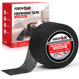 FIXCHORD Hemming Tape, Wonder Web Hemming Tape, No Sewing Iron on Tape, Iron on Hemming Tape, Extra Strong Fusible Fabric Tape for Clothes Curtains Ironing and Bonding, DIY Crafts, Black, 30m*50mm