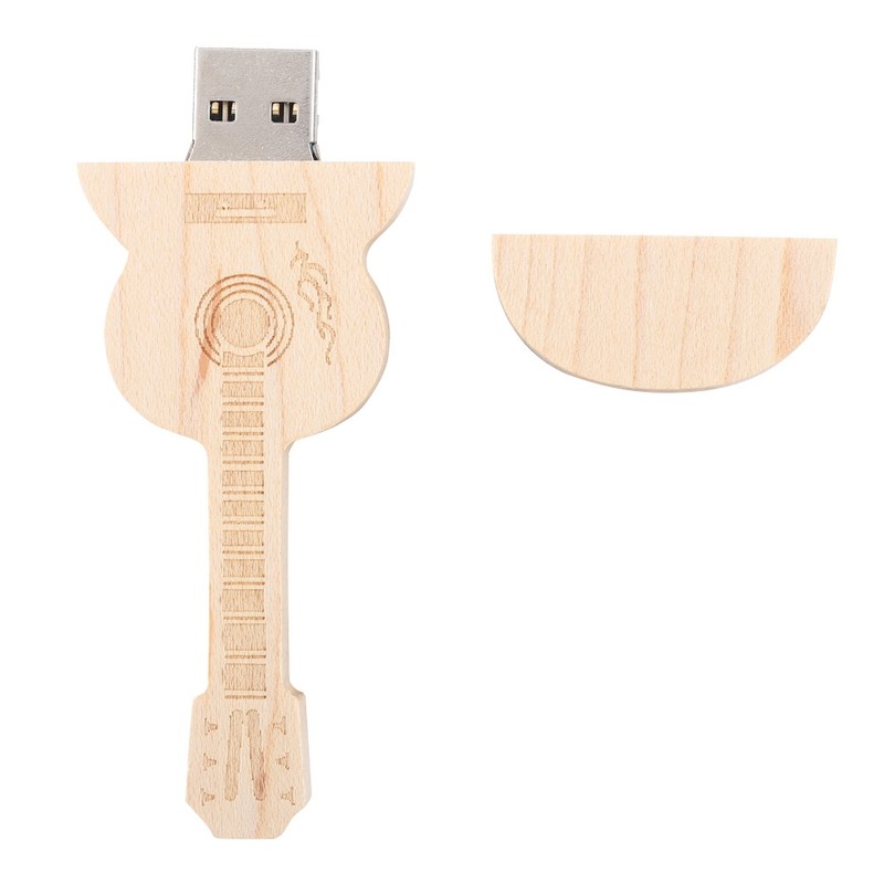 Wooden Guitar Shape Flash Drives Storage USB 2.0 U Disk