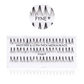FYNE - KNOT FREE Individual Eyelashes - 240 Pcs, 10mm Medium Ultra Thick, Single Pack | Individual lashes, Eyelash Extensions, Natural Look | Volume Cluster Lashes | Premium False Lash Cluster