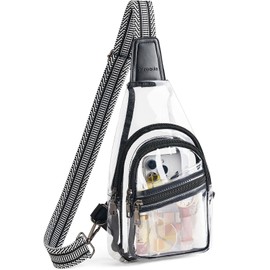 Mroede Clear Bag for Stadium Events Approved 4-Pockets Clear Sling Crossbody Bag for Women Men Clear Purse for Concert Sport