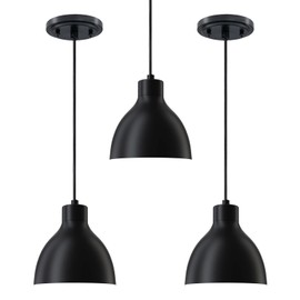 Dolaimy House 3 Pack 1 Light Industrial Hanging Indoor Mini Pendant Ceiling Light Fixtures Black Finish for Bar Dining Room Corridor Living Room Kitchen Island