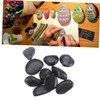 FUNOMOCYA 10pcs Hand Painted Cartoon Drawing Stones Smooth Black Pebbles