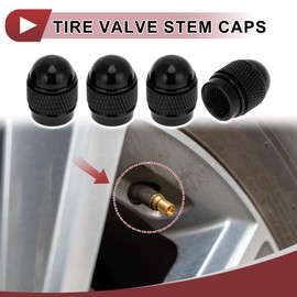 HEROFFIX 4 Pcs Mini Bullet Style Tire Valve Stem Caps Decorative Tyre Valve Dust Covers 7x17mm Black Aluminum Alloy