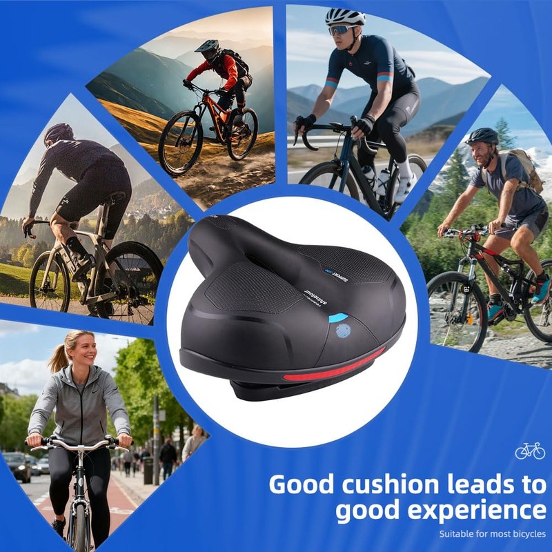 Oupados Comfortable Ergonomic Bicycle Saddle Gel Saddle Men's Women's Wide