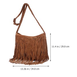PACKOVE Women Tassel Shoulder Bag Fringe Crossbody Bag Leather Western Boho Purse Vintage Messenger Bags Shoulder Bag With Adjustable Strap Western Purses for Women