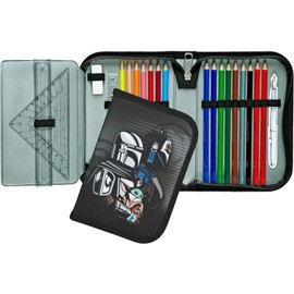Scooli - Gefülltes Schüleretui Star Wars - Federmäppchen mit hochwertigen Stiften & Zubehör - Ideal für Schule, Freizeit und unterwegs - ab 6 Jahren