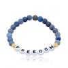 T Brand Alphabet Initial FREEDOM Bracelet, Natural Matte Aventurine Blue